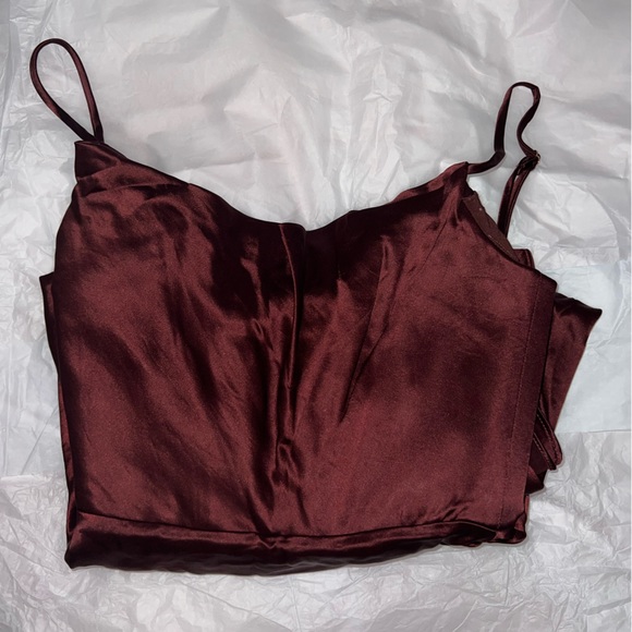 HOUSE OF CB 'Reva' Raisin Satin Balcony Corset Dress - Picture 13 of 16